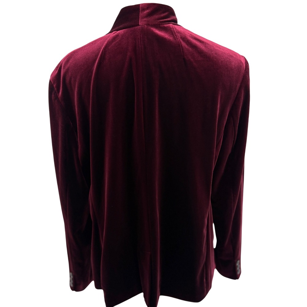 Old Navy Womens XL Burgundy Velvet Blazer Shawl Collar Single Button Jacket Wine - Picture 2 of 8